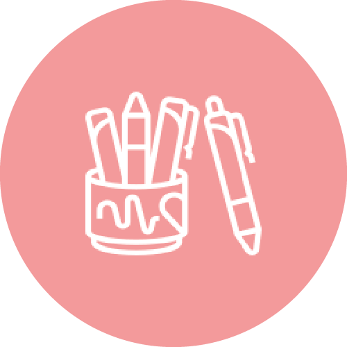 Icône d'un pot de stylo avec un sur le côté